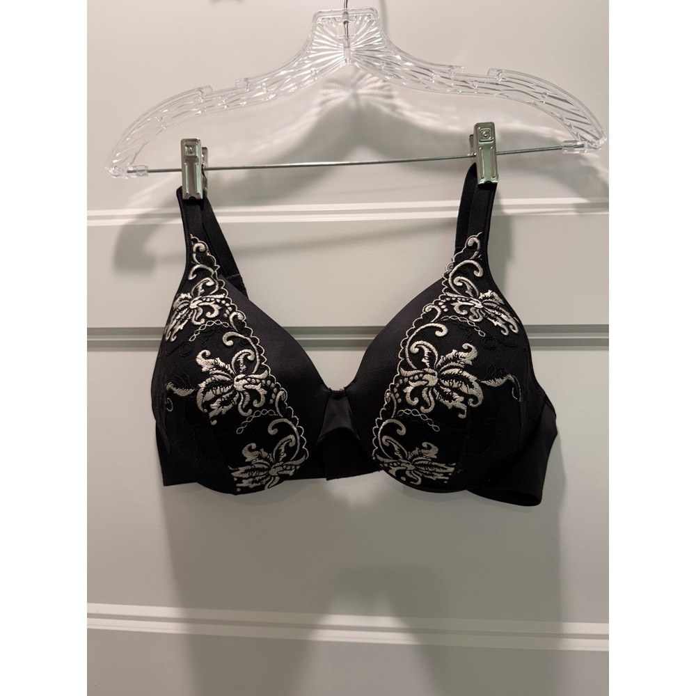 Bali Elegant Uplift Bra 3468 34D Black Ivory Lace Underwire Comfort-U Like New